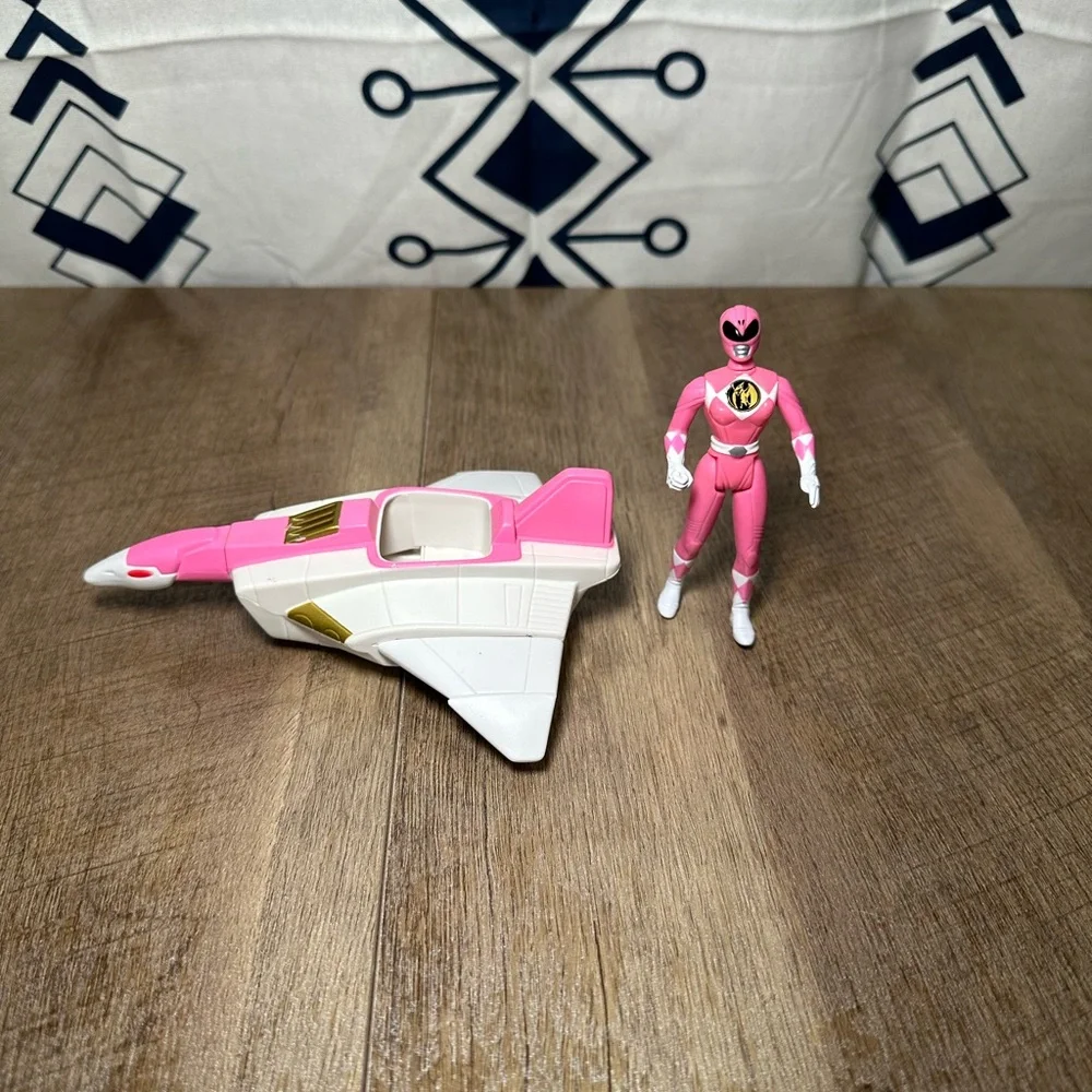 1995 Vintage Pink Power Ranger Saban Ninjazord‎ Crane Jet Plane & Action Figure